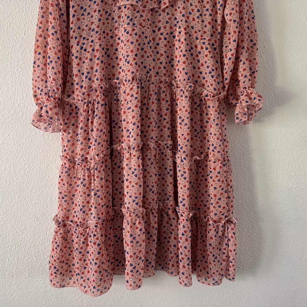 Romantic Ruffle Dress Prairiecore Floral Dainty High Neck Flowy Cottagecore M/L - Picture 6 of 15